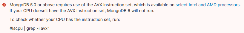 MongoDB AVX Warning
